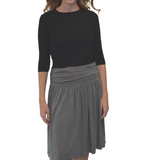 Women's Knee-Length Skirt with Ruched Waist, Gathered Style and Side Pockets