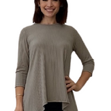 Women's Variegated Ribbed Handkerchief Tunic 3/4 Sleeve