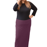 Classic Fitted  Maxi Pencil Skirt - Cotton Blend with Stretch Comfort and No Slits