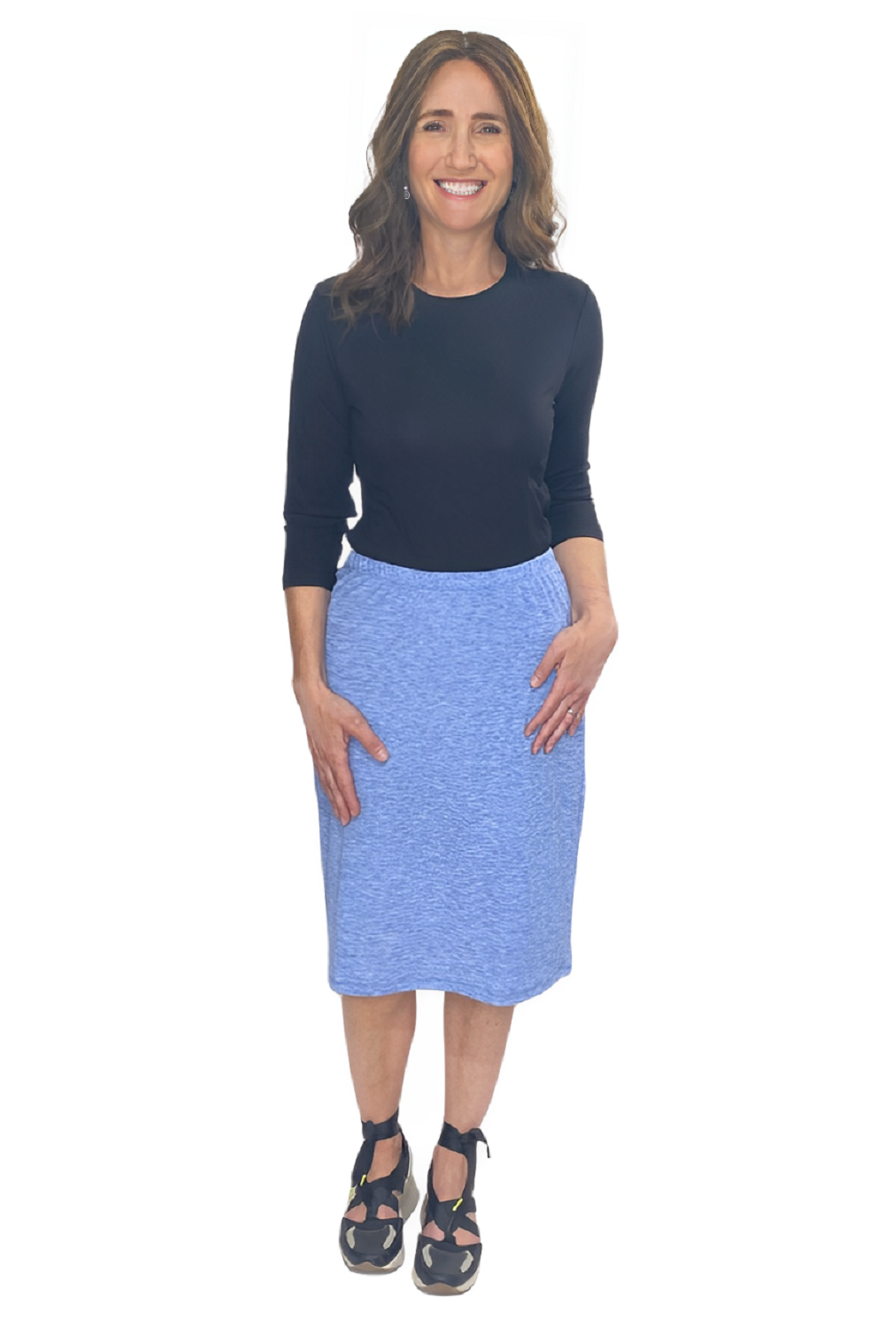 Super Soft Ribbed Knee Length Pencil Skirt