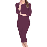 Modest Layering Dress with 3/4 Sleeves and No Slits