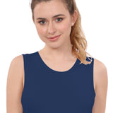 Cropped Layering Tank with Full Shoulder Coverage and Jewel Neckline