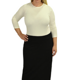 Mid-Calf Pencil Skirt Cotton Spandex Plus Size