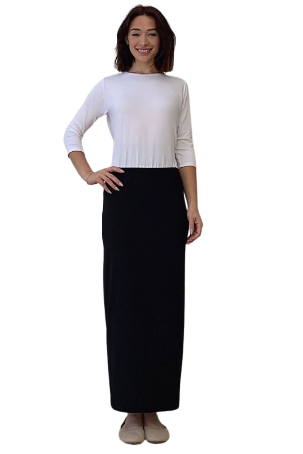 Long Varieagated Ribbed Maxi Pencil Skirt