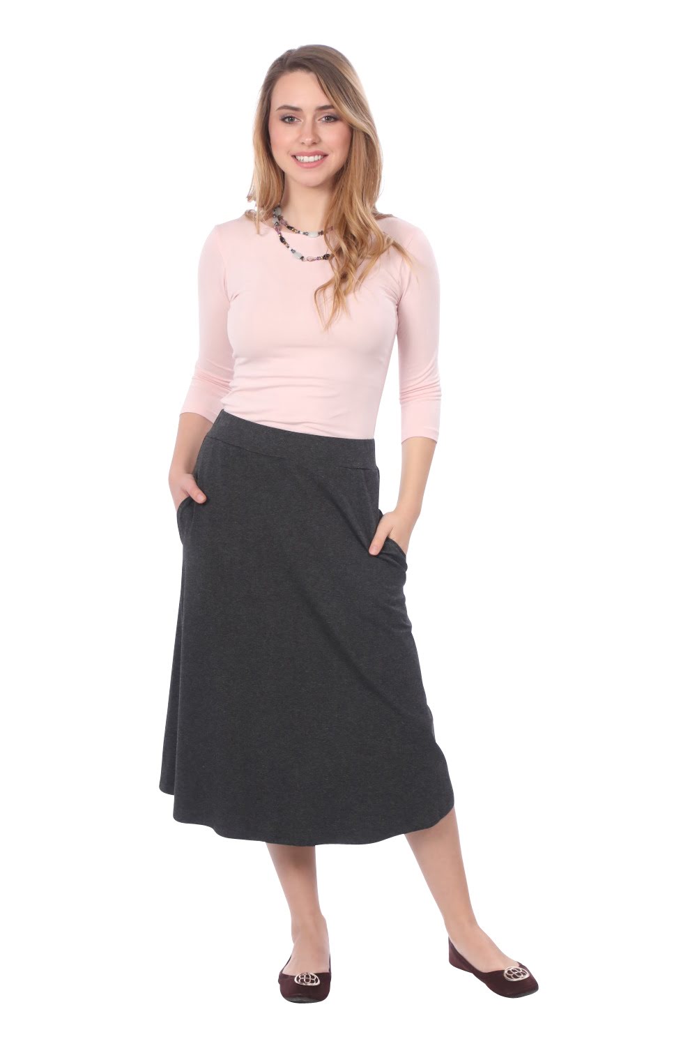 The Perfect A-Line Midi Skirt with Pockets