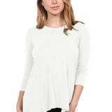 Hi-Lo Flowing 3/4 Sleeve Modest Tunic Top