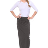 Classic Fitted Maxi Pencil Skirt - Cotton Blend with Stretch Comfort and No Slits