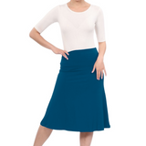 Sleek A-Line Adjustable Waist Midi Skirt with Fold-Over Waistband