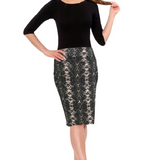 Stretch Knee Length Pencil Skirt for Women in Cotton Spandex