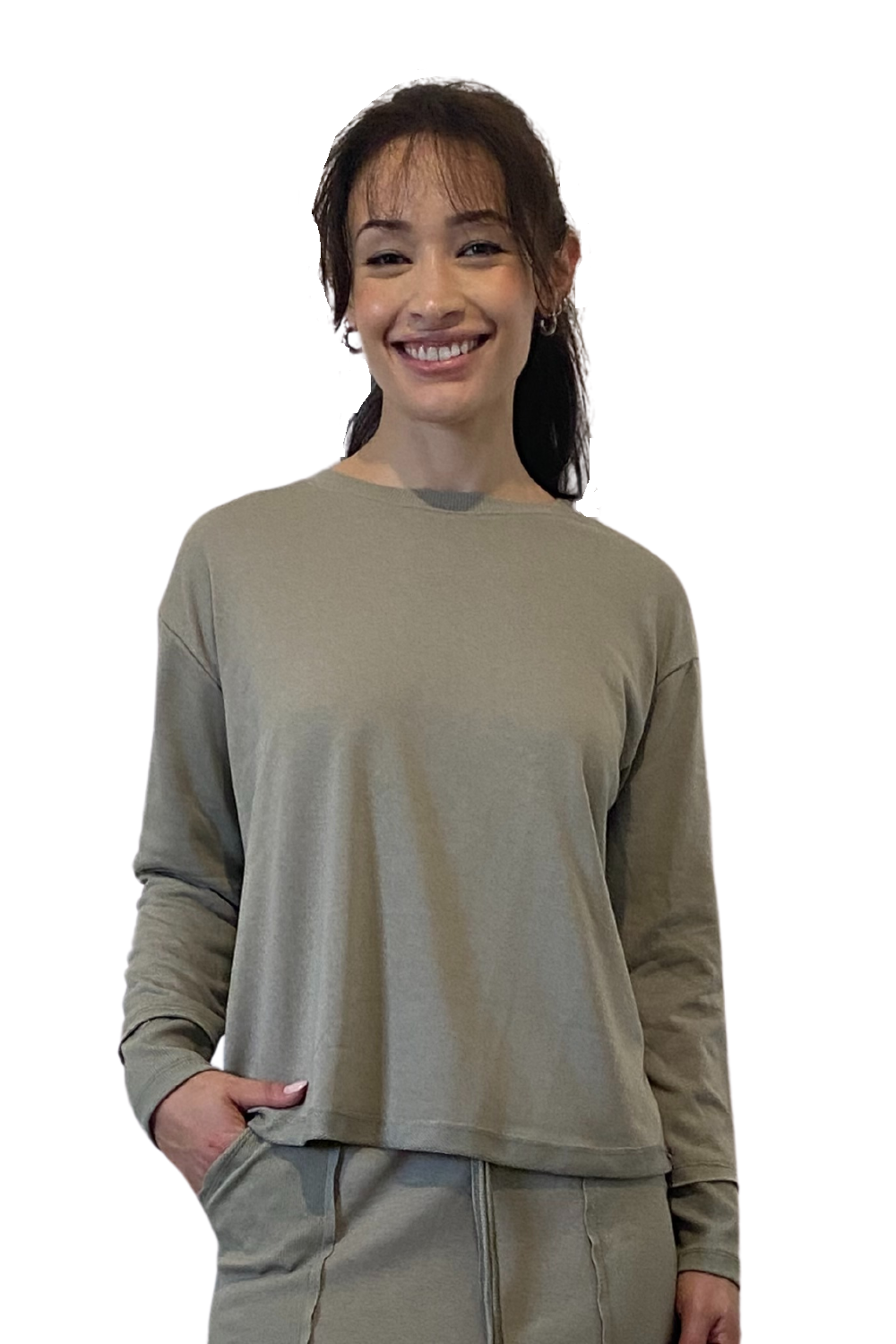 Classic French Terry Sweatshirt - Modest Crew Neck Long Sleeve