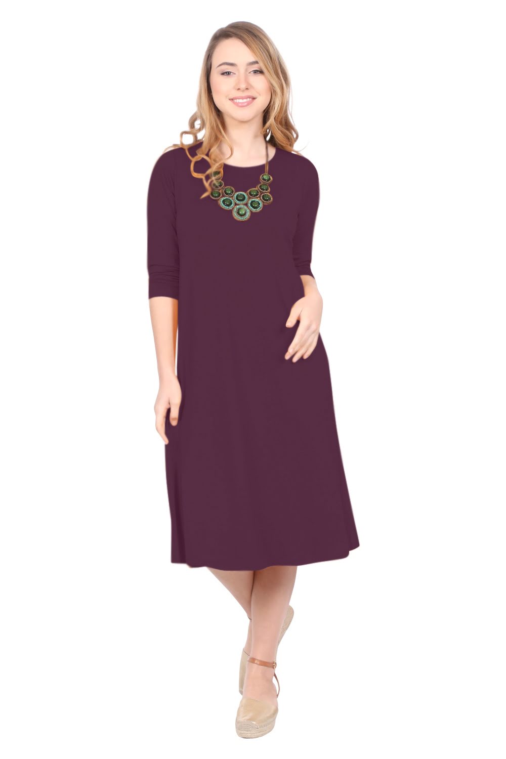 Past The Knee T-Shirt Dress - Comfortable A-Line Silhouette