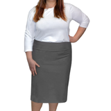 Stretch Knee Length Pencil Skirt for Women in Cotton Spandex Plus Size