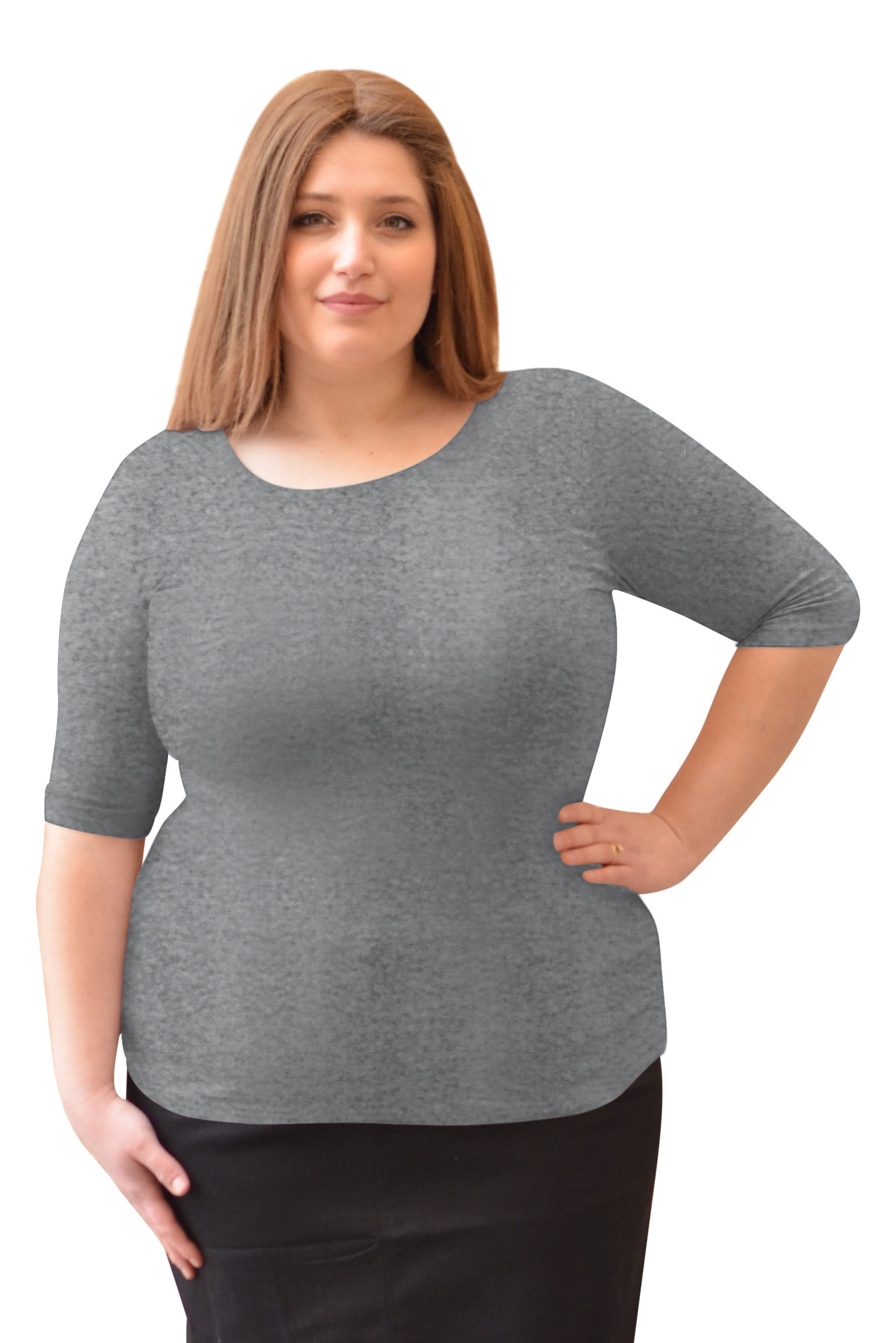 Fitted Layering Shell - Modest Round Neck with Elbow Sleeves