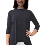 Textured Ribbed Handkerchief Tunic with 3/4 Sleeves