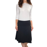 Classic A-Line Knee Length Cotton Stretch Skirt - Modest Everyday Comfort