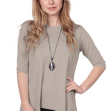 Modest Handkerchief Tunic Top - 3/4 Sleeve Comfort Flow Design