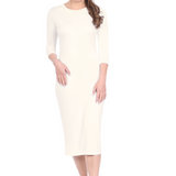 Modest Layering Dress with 3/4 Sleeves and No Slits