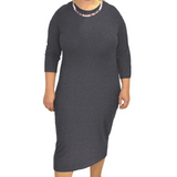 Plus Size Modest Layering Dress with 3/4 Sleeves and No Slits