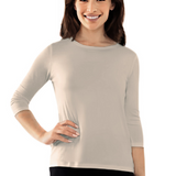 Modest 3/4 Sleeve Layering Shell with Below Collarbone Neckline