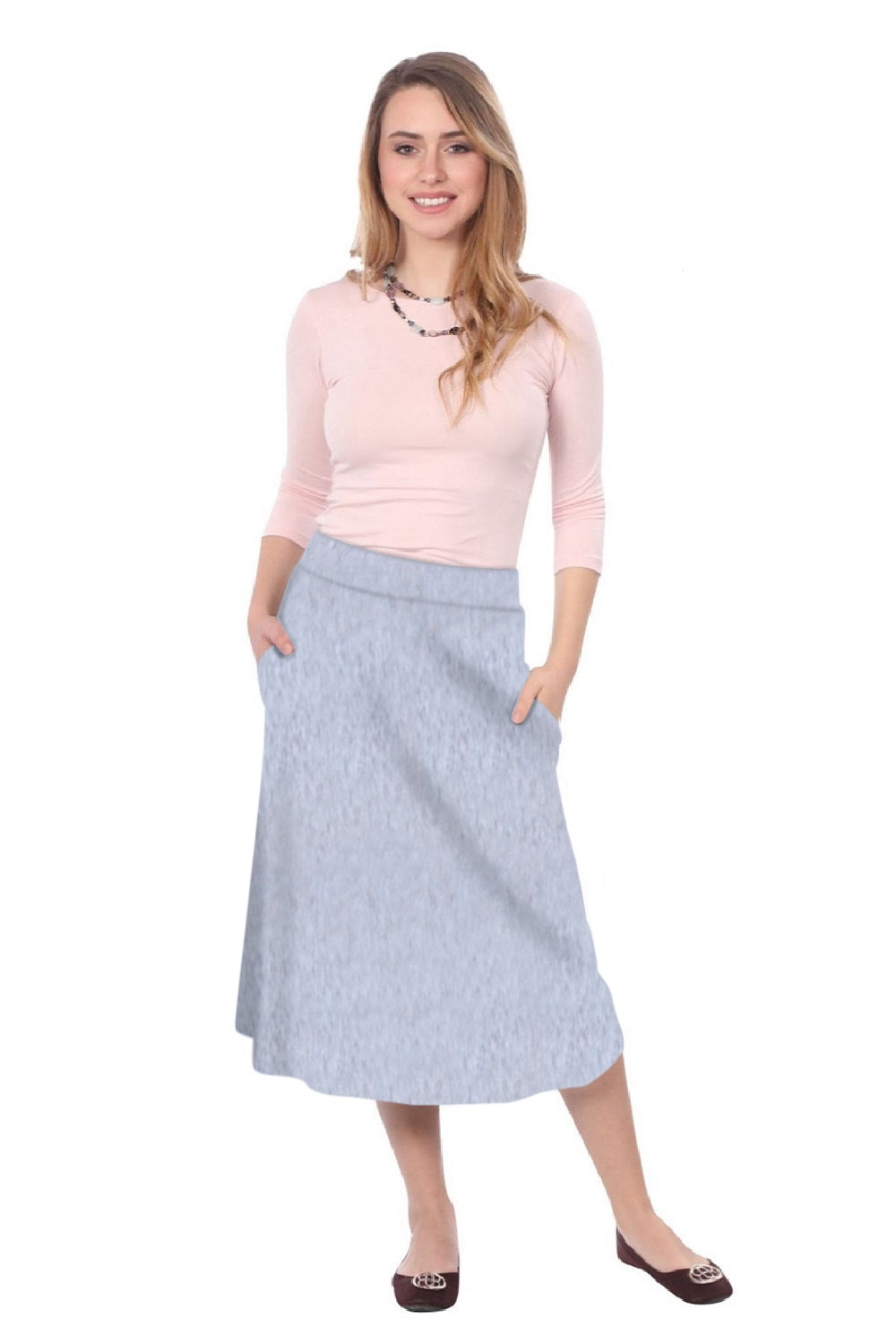 The Perfect A-Line Midi Skirt with Pockets