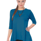 Modest Handkerchief Tunic Top - 3/4 Sleeve Comfort Flow Design