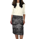 Stretch Knee Length Pencil Skirt for Women in Cotton Spandex