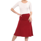 Sleek A-Line Adjustable Waist Midi Skirt with Fold-Over Waistband