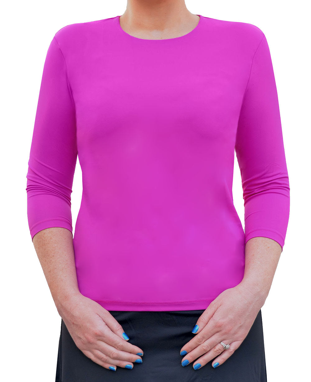 High-Neck Modest 3/4 Sleeve Swim Shirt with UV50 Protection