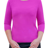 High-Neck Modest 3/4 Sleeve Swim Shirt with UV50 Protection