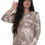 Long Sleeve Relaxed Fit Waffle Tunic - Tie-Dye High-Low Hem