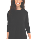 Women's 3/4 Sleeve Wide-Ribbed Handkerchief Tunic