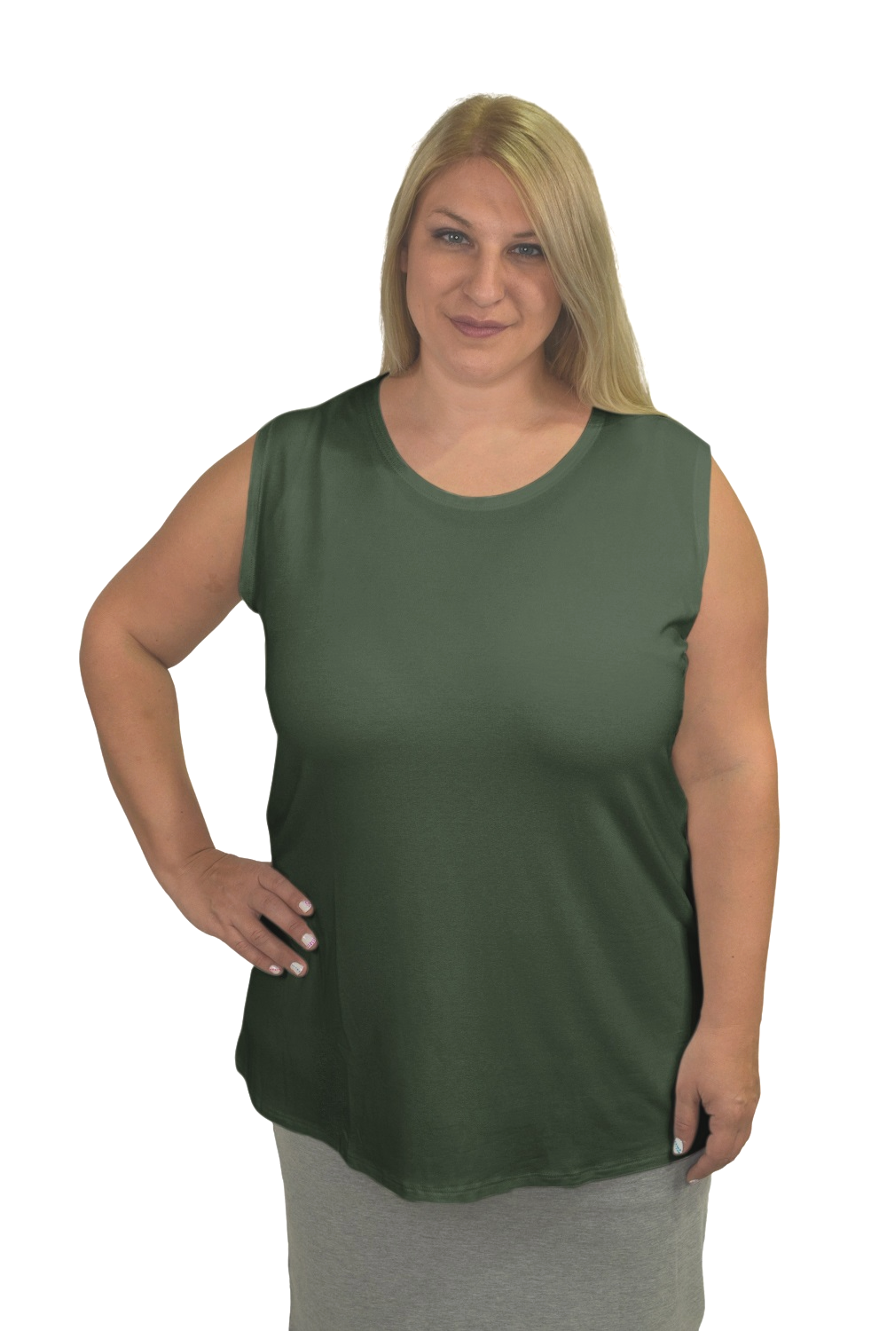 Plus Size Premium Sleeveless Layering Tank Top with Full Shoulder Plus Size Premium Sleeveless Layering Tank Top with Full Shoulder