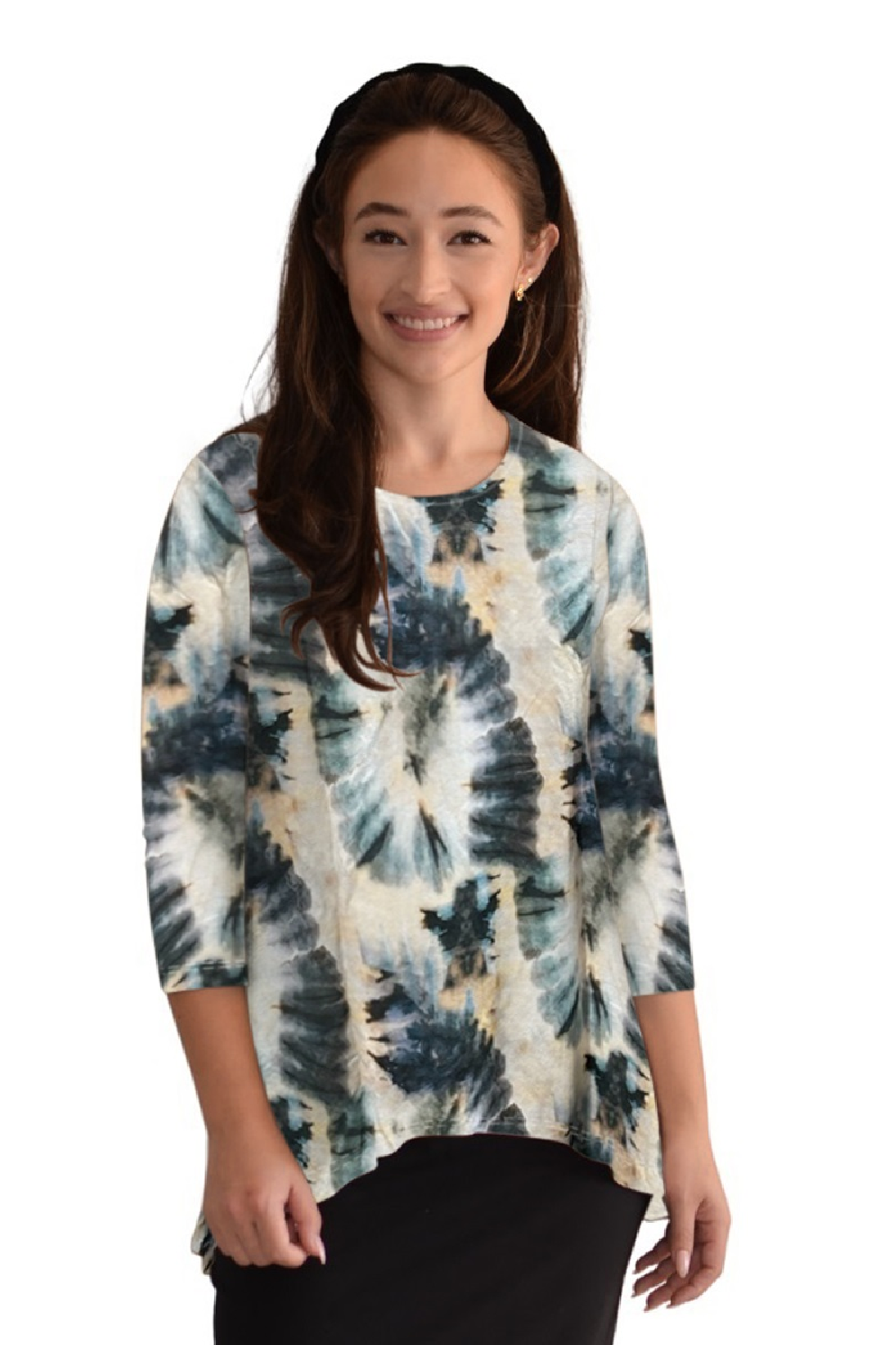 Hi-Lo Flowing 3/4 Sleeve Modest Tunic Top