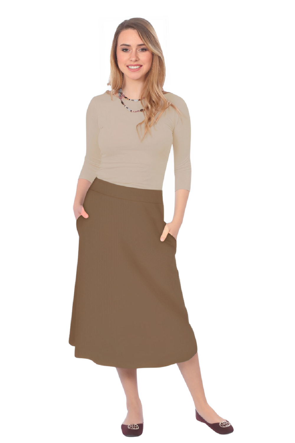 The Perfect A-Line Midi Skirt with Pockets