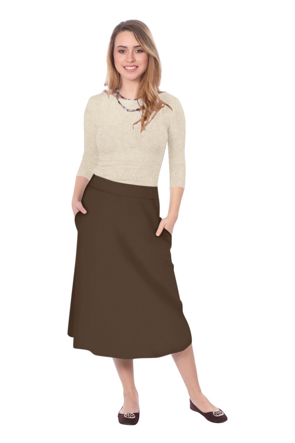 The Perfect A-Line Midi Skirt with Pockets