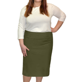 Classic Cotton Lycra Pencil Skirt - Below Knee Length