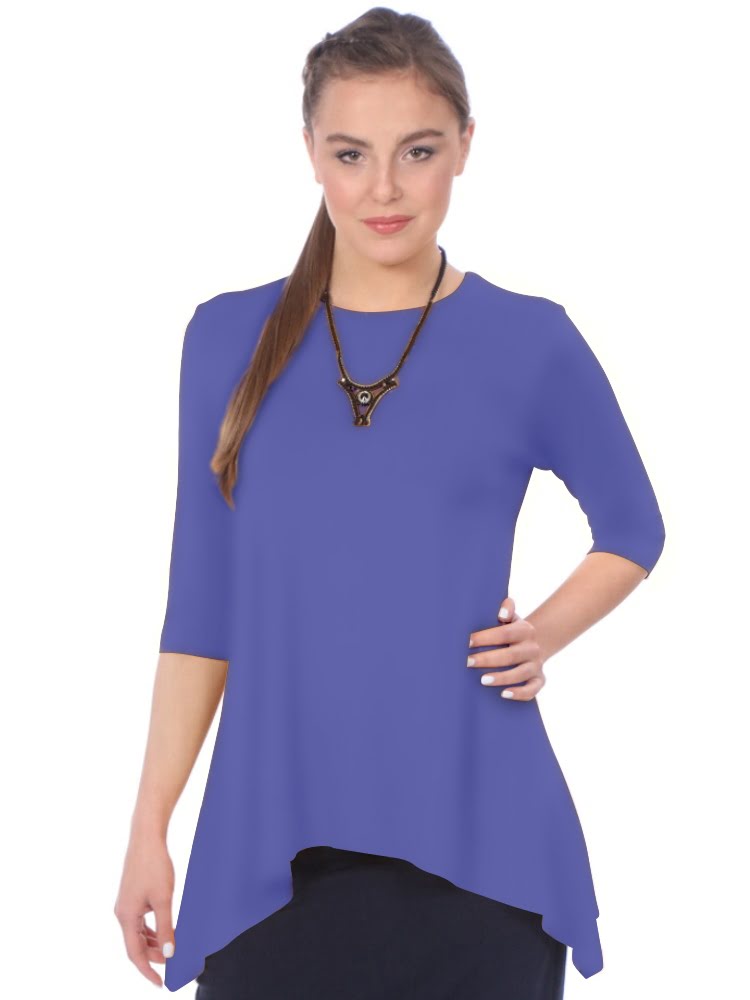 Modest Handkerchief Tunic Top - 3/4 Sleeve Comfort Flow Design