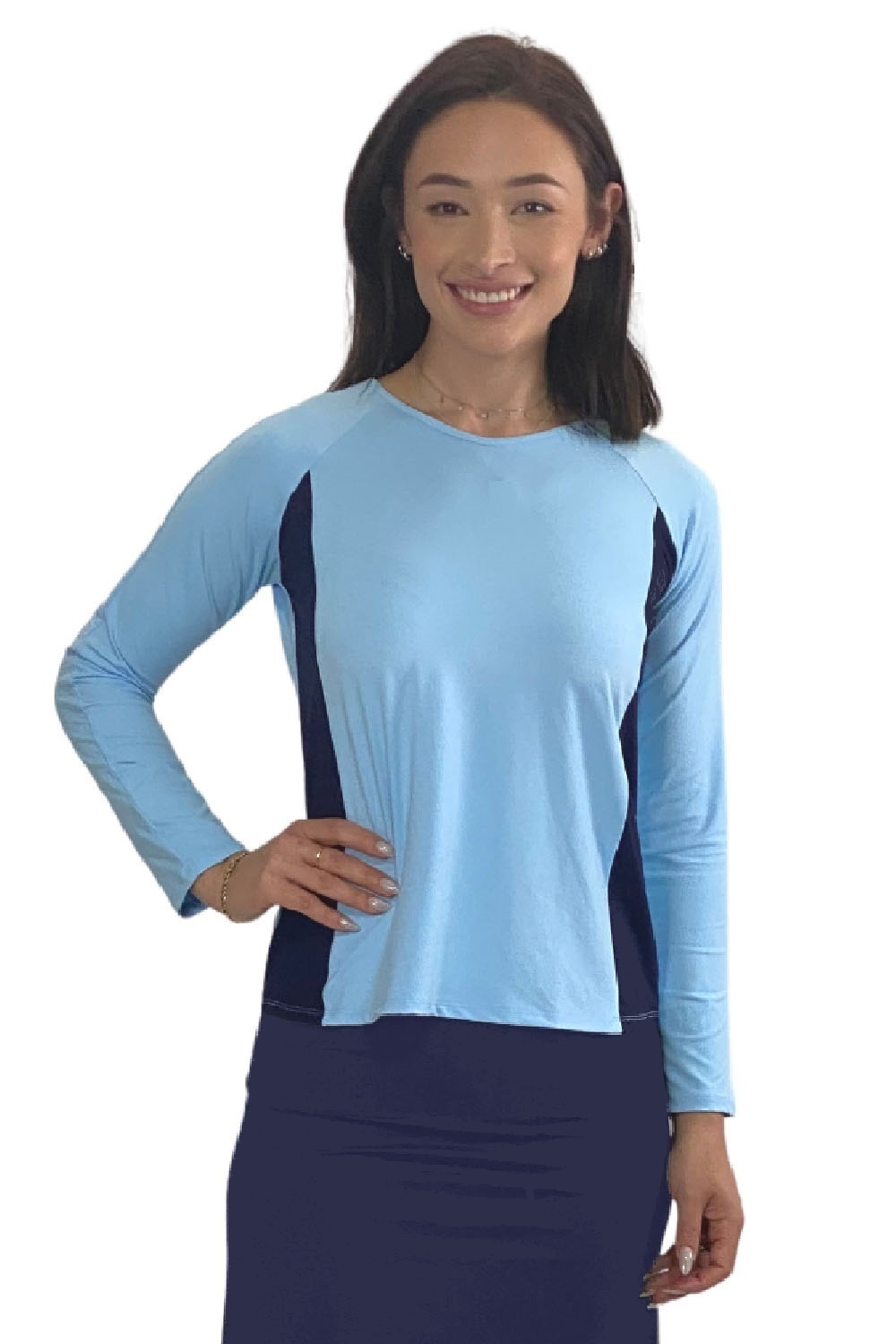 Women's Ultra-Light Sun Protection Swim Top | Long Sleeve Color Block Design