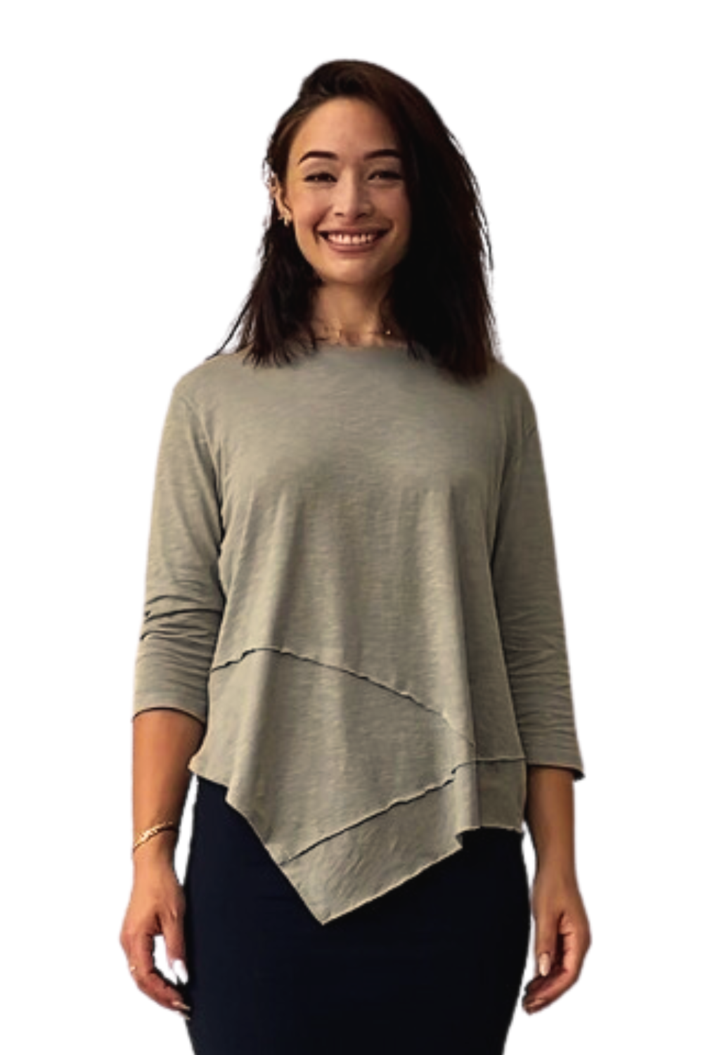 Modest Asymmetrical Ribbed Tunic - High Neckline Fashion Top