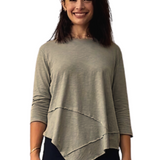 Modest Asymmetrical Ribbed Tunic - High Neckline Fashion Top