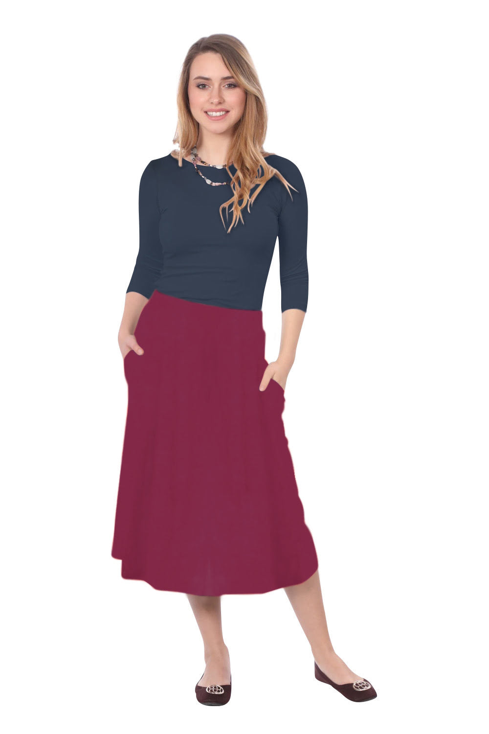 The Perfect A-Line Midi Skirt with Pockets