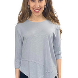 Modest Asymmetrical Ribbed Tunic - High Neckline Fashion Top