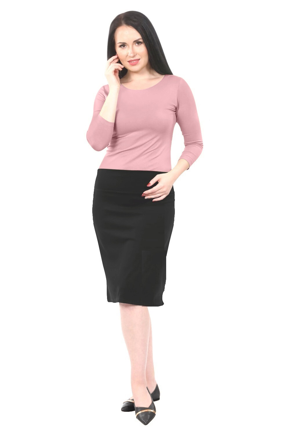 Heavyweight Cotton Spandex Pencil Skirt for Women