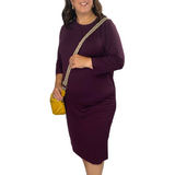 Plus Size Classic 3/4 Sleeve Modest Knee-Length Shift Dress