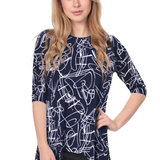 Modest Handkerchief Tunic Top - 3/4 Sleeve Comfort Flow Design