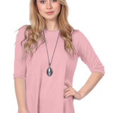 Modest Handkerchief Tunic Top - 3/4 Sleeve Comfort Flow Design