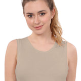 Cropped Layering Tank with Full Shoulder Coverage and Jewel Neckline