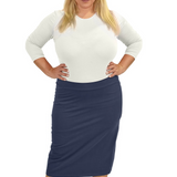 Mid-Calf Pencil Skirt Cotton Spandex Plus Size