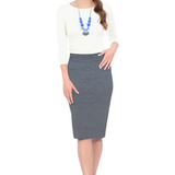 Modest Knee-Length Tapered Stretch Cotton Spandex Pencil Skirt