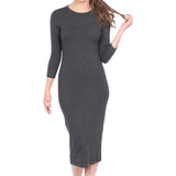 Modest Layering Dress with 3/4 Sleeves and No Slits